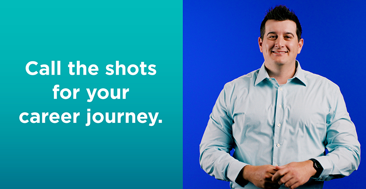 Man with text regarding career journey